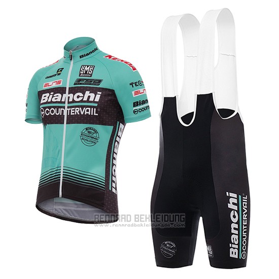 2017 Fahrradbekleidung Bianchi Countervail Grun Trikot Kurzarm und Tragerhose